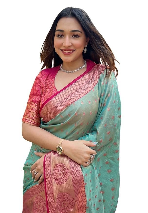 71DM2oUlfPL._SY879_.jpg Women's Kanjivaram Designer Soft Silk Sarees With Blouse Piece - Image 1