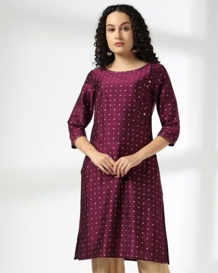 Women Micro Print Straight Kurta